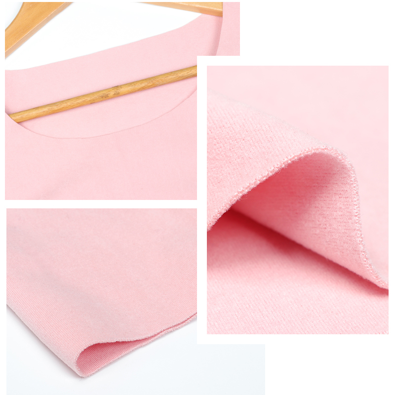 طقم حراري نسائي من الصوف الألماني بدون درزات برقبة دائرية