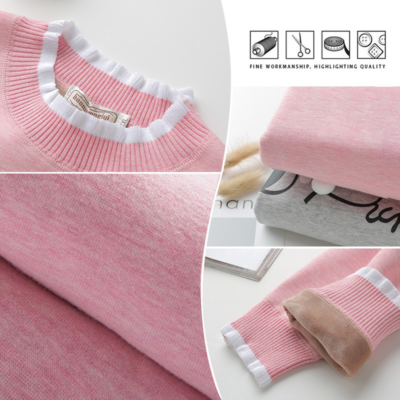 طقم حراري نسائي بياقة من الدانتيل