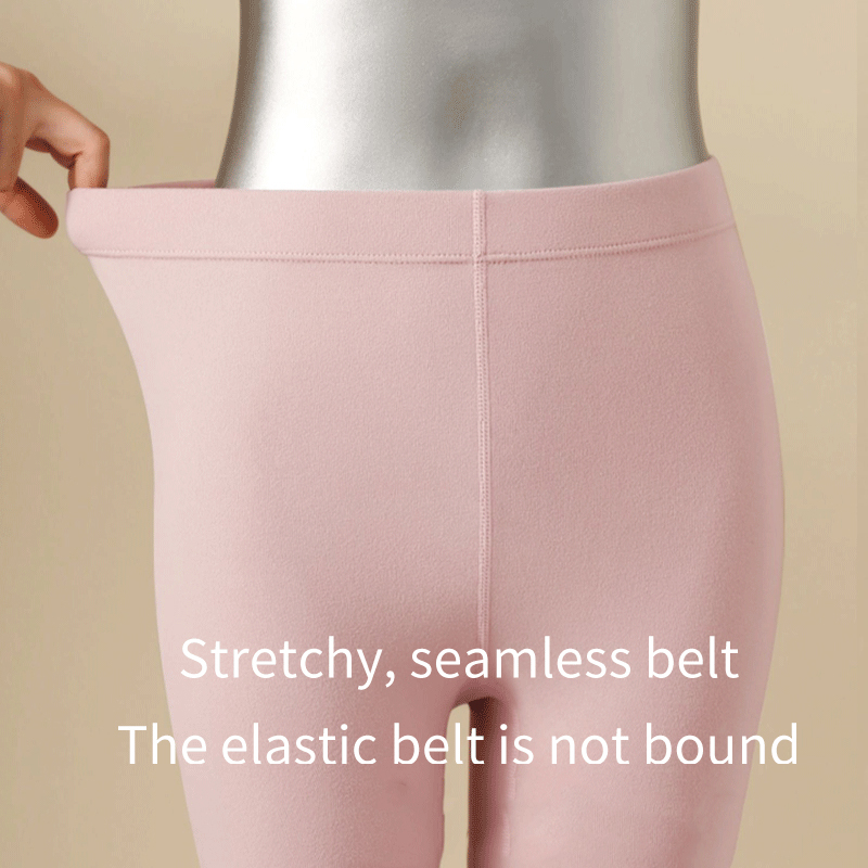 طقم حراري نسائي من القطن المضلع والصوف الألماني حتى منتصف الرقبة