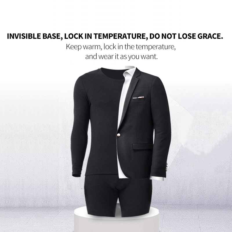 طقم حراري رجالي مرقع برقبة دائرية بدون خياطة