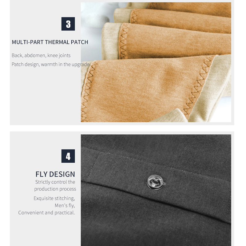 طقم ملابس داخلية حرارية للرجال برقعة رقبة دائرية