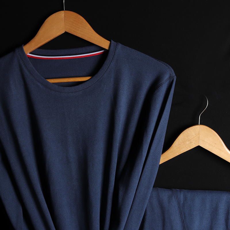 أطقم ملابس داخلية حرارية للرجال برقبة دائرية من الصوف الألماني المصقول