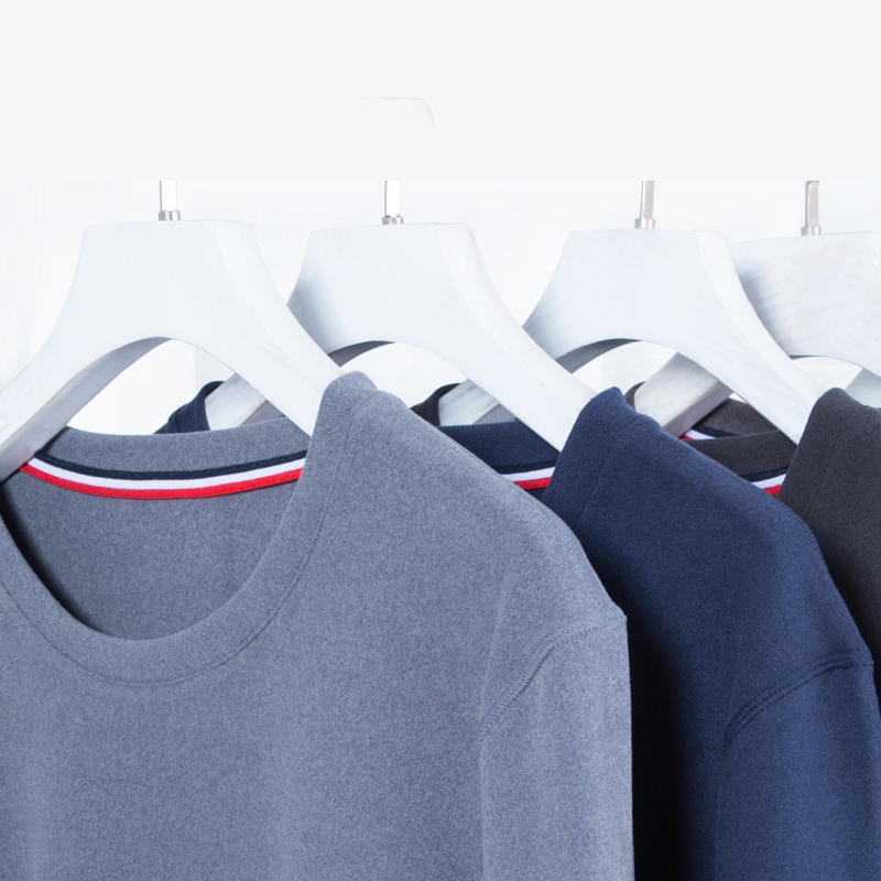 أطقم ملابس داخلية حرارية للرجال برقبة دائرية من الصوف الألماني المصقول