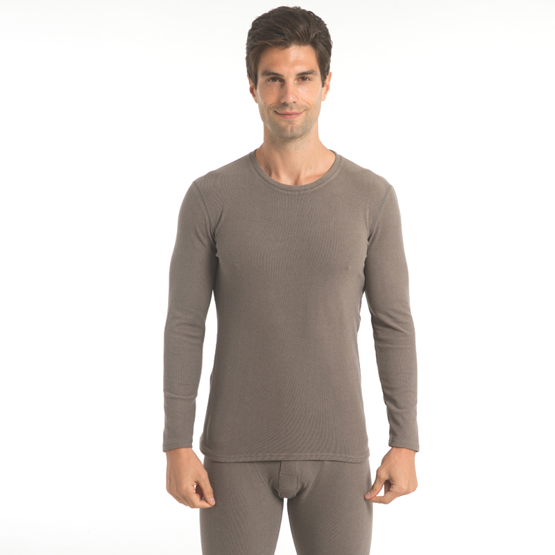 أطقم ملابس داخلية حرارية للرجال برقبة دائرية من الصوف الألماني المصقول