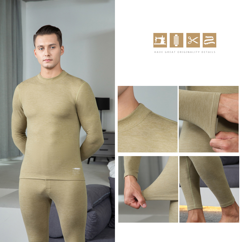 أطقم ملابس داخلية حرارية للرجال برقبة دائرية/رقبة متوسطة