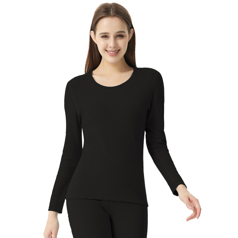 طقم ملابس داخلية حرارية نسائية من شعر الجمل/منتصف الرقبة