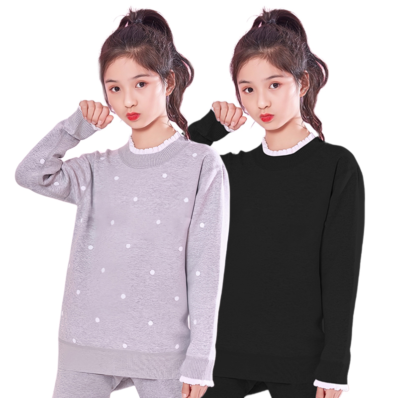 طقم حراري نسائي بياقة من الدانتيل