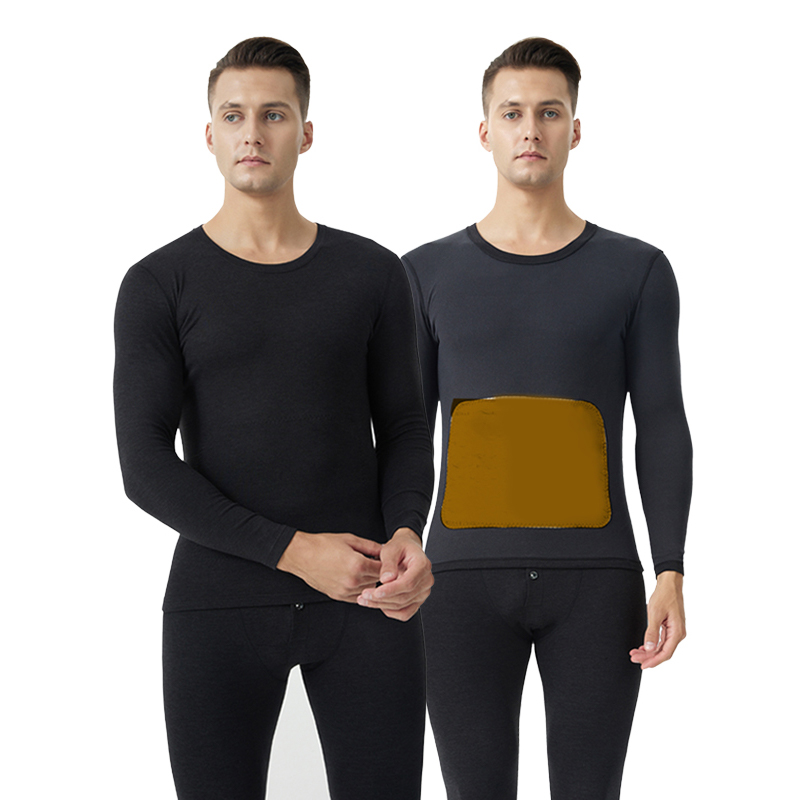 طقم ملابس داخلية حرارية للرجال برقعة منتصف الرقبة