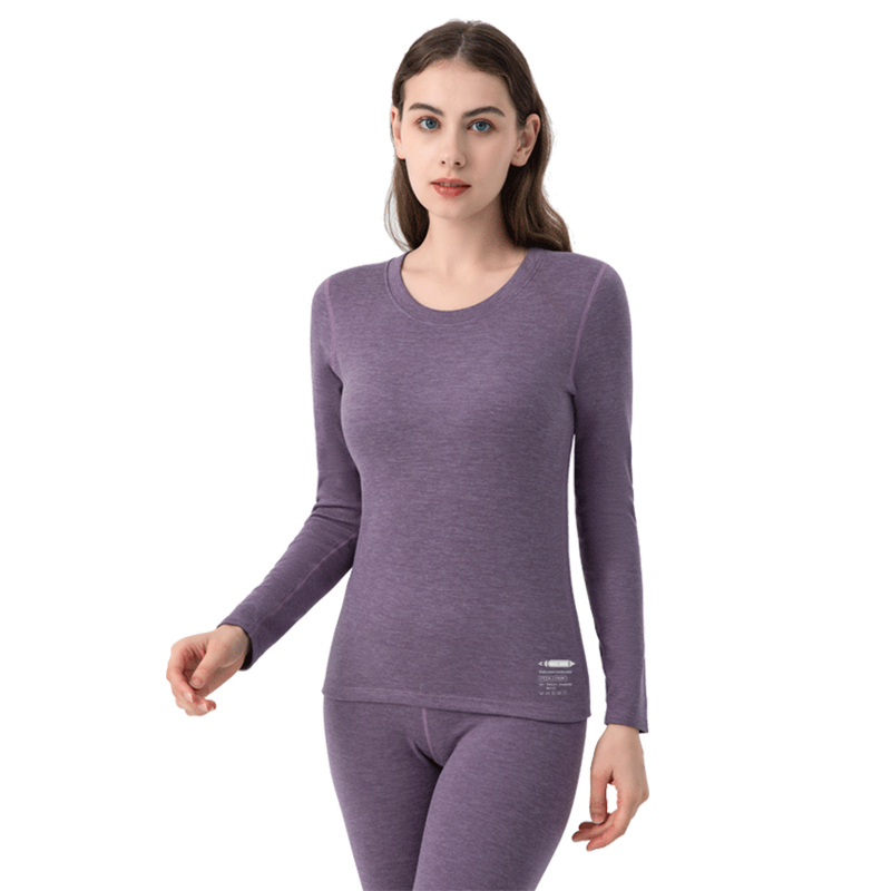 طقم ساندويتش حراري نسائي برقبة دائرية بدون خياطة