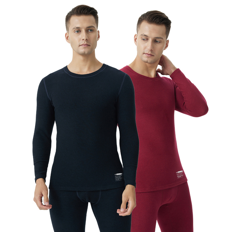 أطقم ملابس داخلية حرارية للرجال برقبة دائرية/وسط رقبة من شعر الجمل